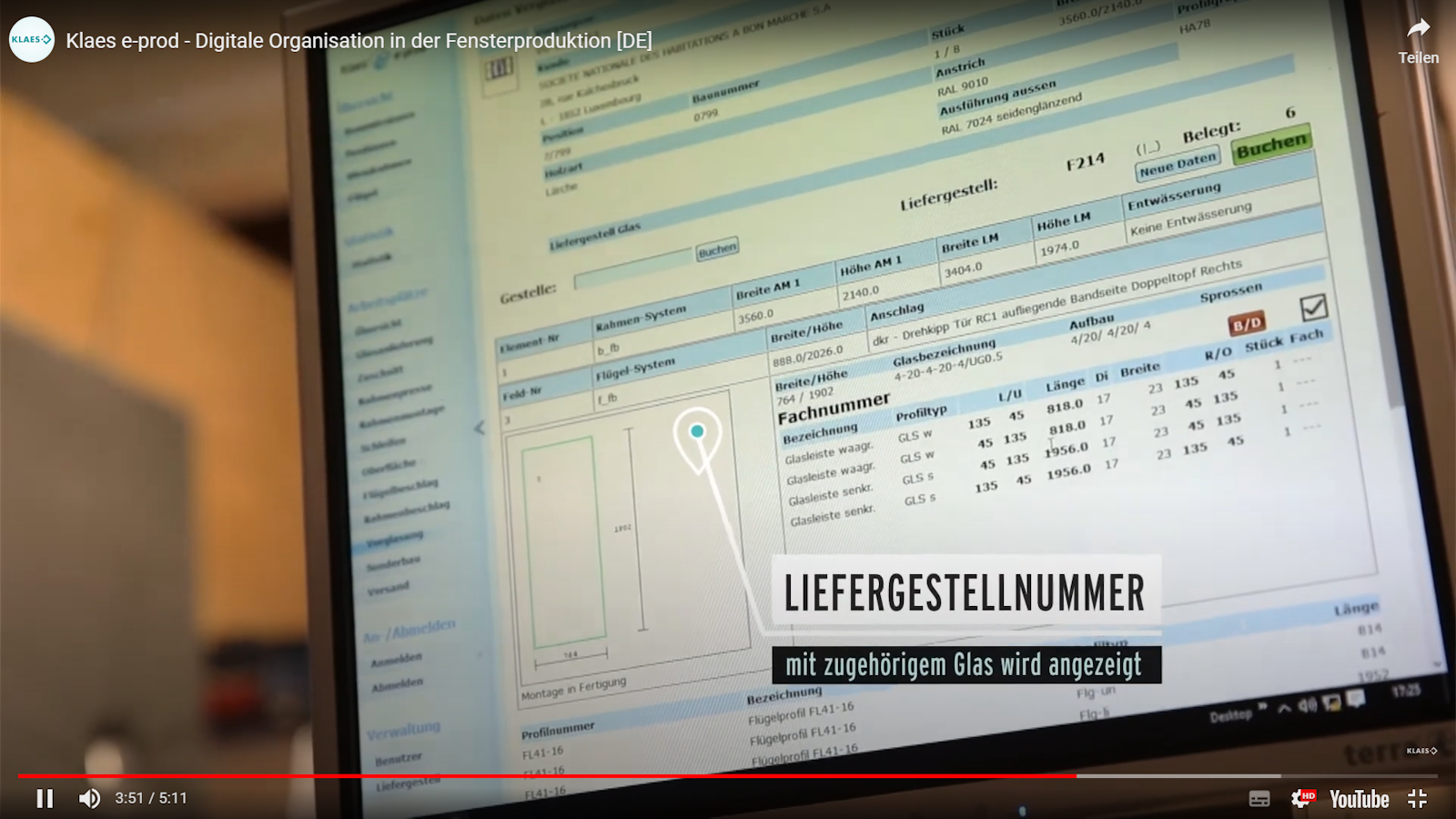 Welches Fenster steht auf welchem Liefergestell? Nur ein Blick – und man weiß auch noch, wo das Liefergestell abgeladen wurde.